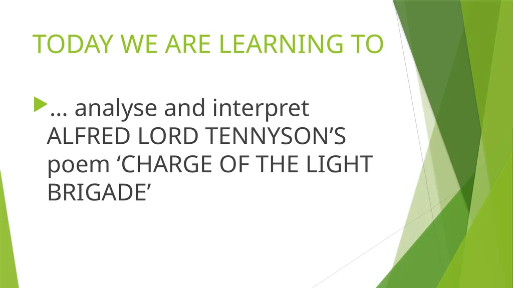 CHARGE OF THE LIGHT BRIGADE ALFRED LORD TENNYSON - slide 2 of 19