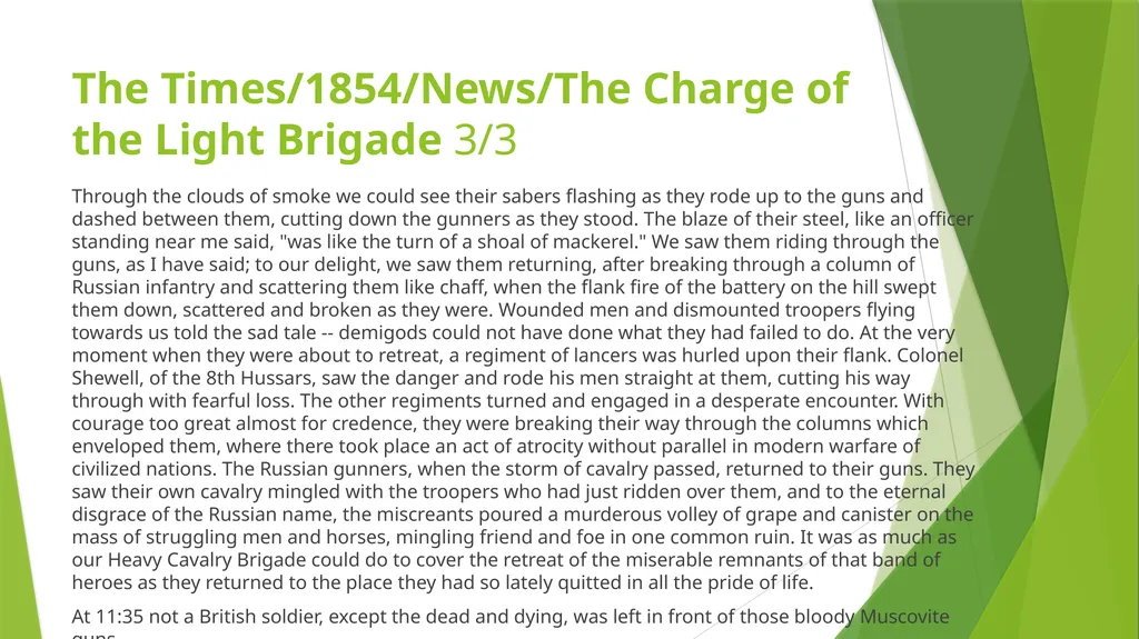 CHARGE OF THE LIGHT BRIGADE ALFRED LORD TENNYSON - slide 10 of 19