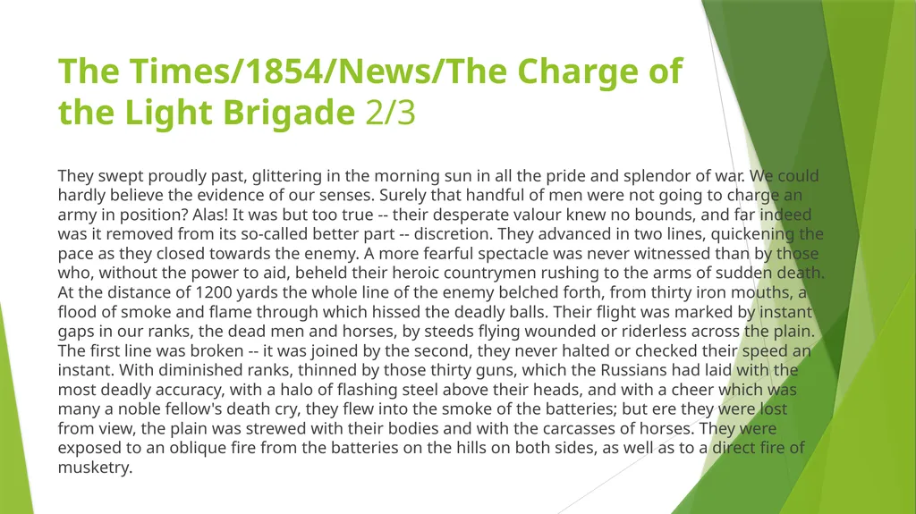 CHARGE OF THE LIGHT BRIGADE ALFRED LORD TENNYSON - slide 9 of 19