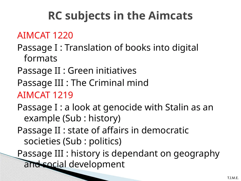 RC Workshop and AIMCAT Discussion (Verbal) AIMCAT - slide 6 of 32