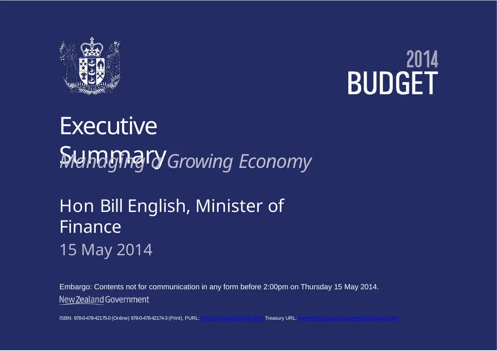 Executive Summary Embargo: Contents not for - slide 1 of 15