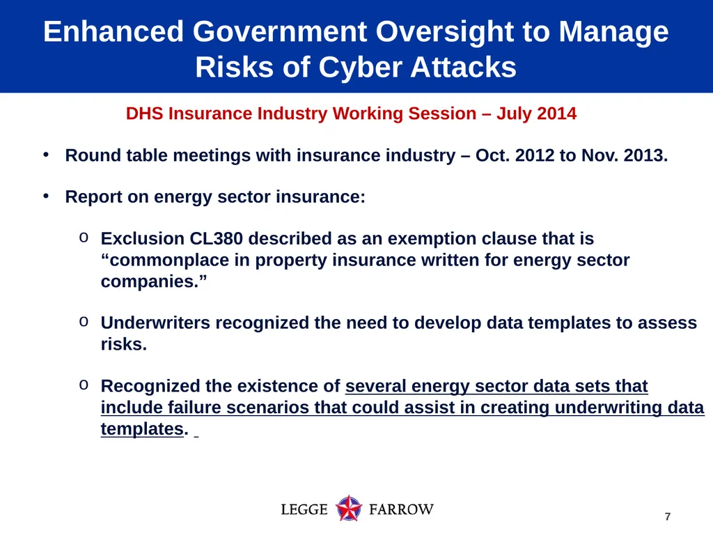 Cyber Security and Insurance Coverage: Evolving - slide 7 of 15