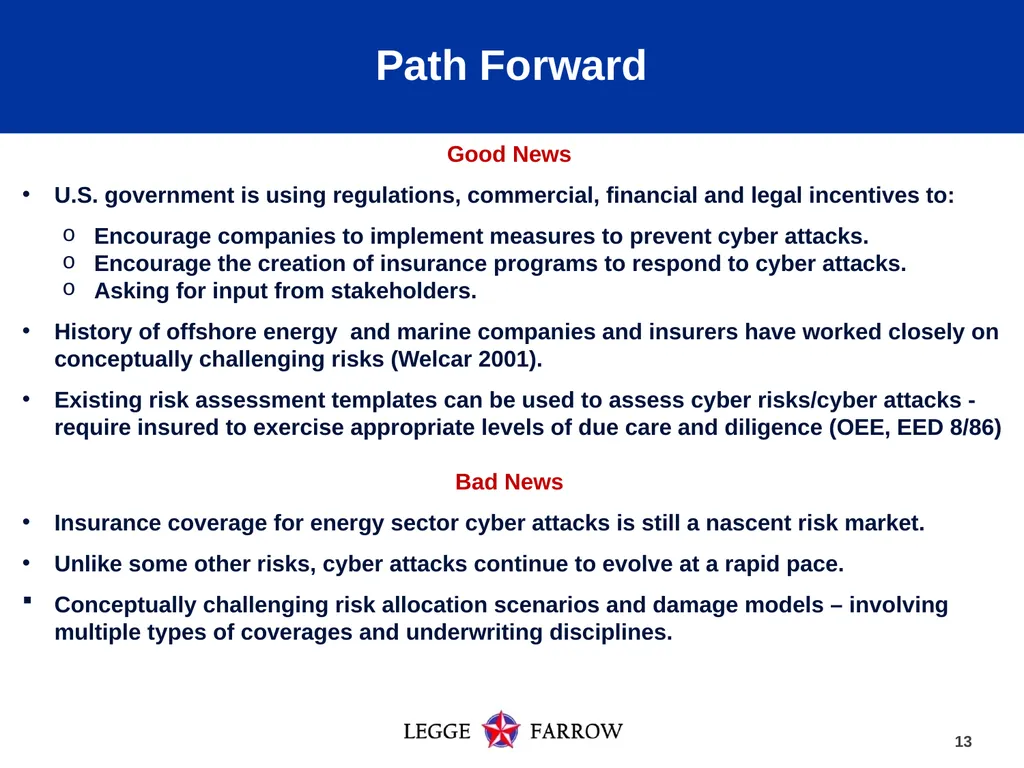 Cyber Security and Insurance Coverage: Evolving - slide 13 of 15