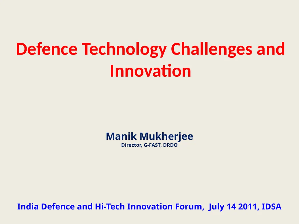 Defence Technology Challenges and Innovation India - slide 1 of 25
