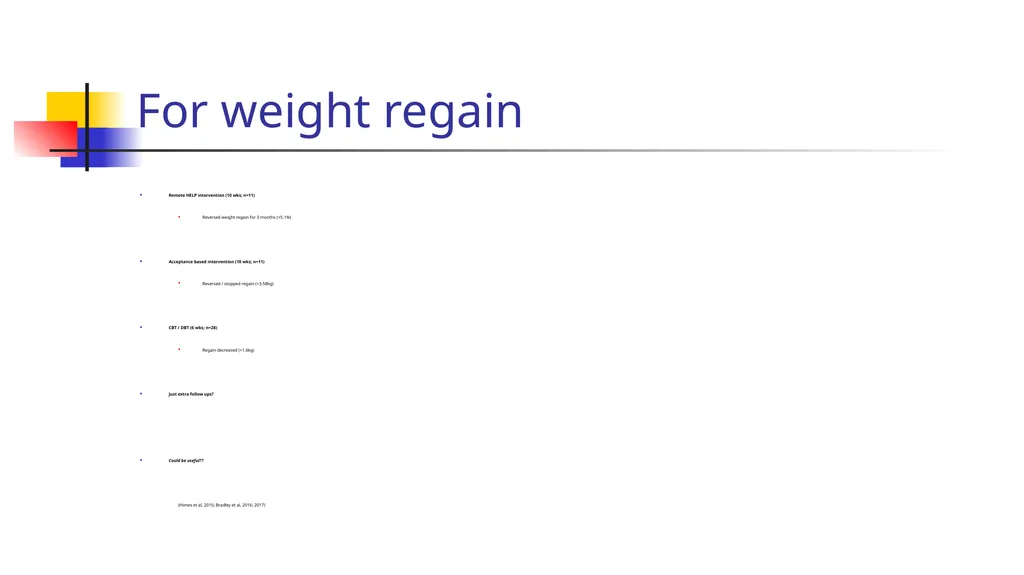 Weight regain post bariatric surgery Jane Ogden - slide 31 of 42