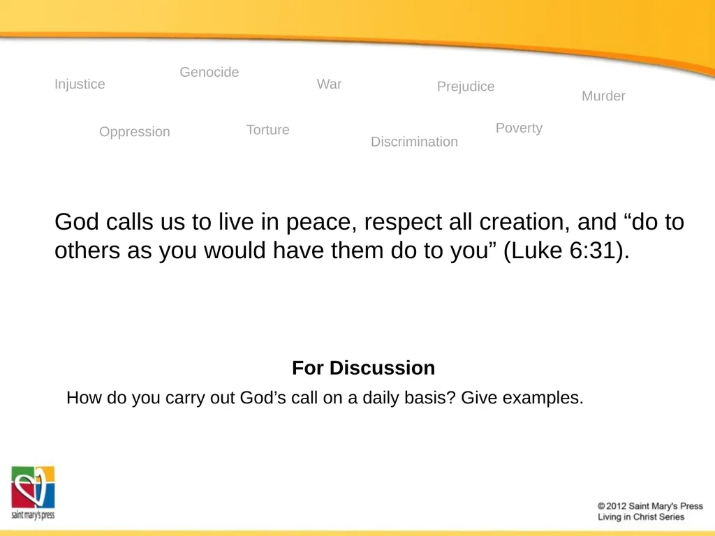 Promoting Peace Catholic Social Justice Document - slide 2 of 20
