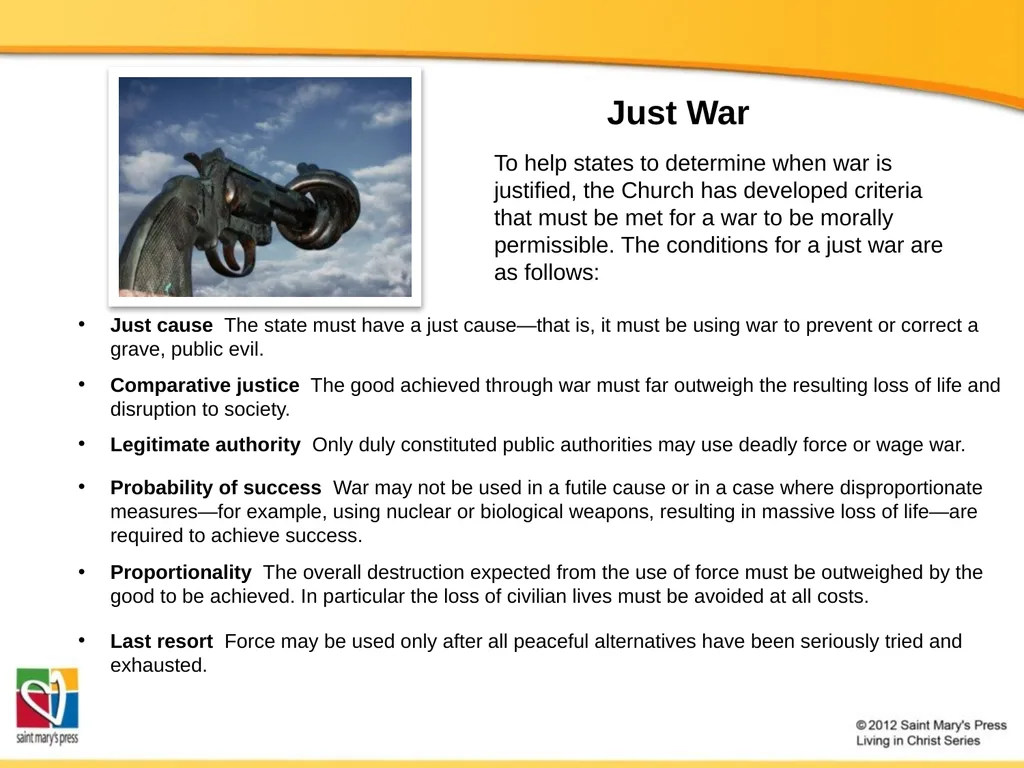 Promoting Peace Catholic Social Justice Document - slide 12 of 20