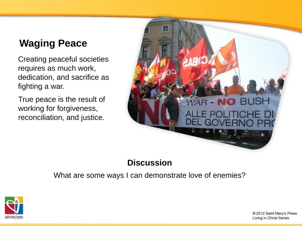 Promoting Peace Catholic Social Justice Document - slide 17 of 20