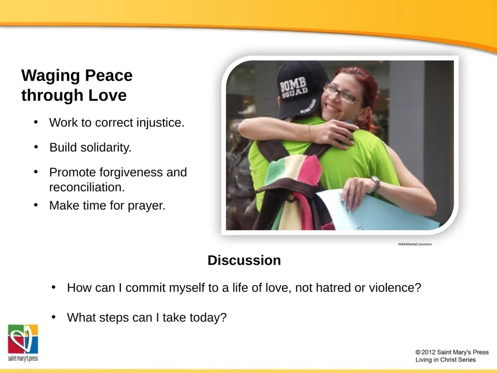 Promoting Peace Catholic Social Justice Document - slide 19 of 20