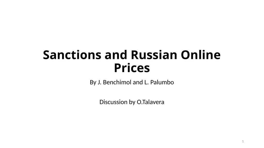 Sanctions and Russian Online Prices By J. - slide 1 of 11