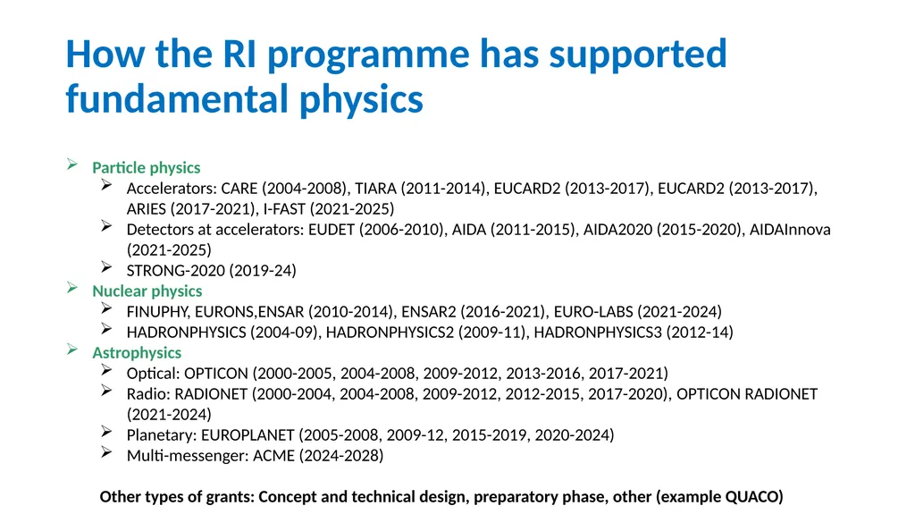 Infrastructures for Fundamental science from the - slide 5 of 13