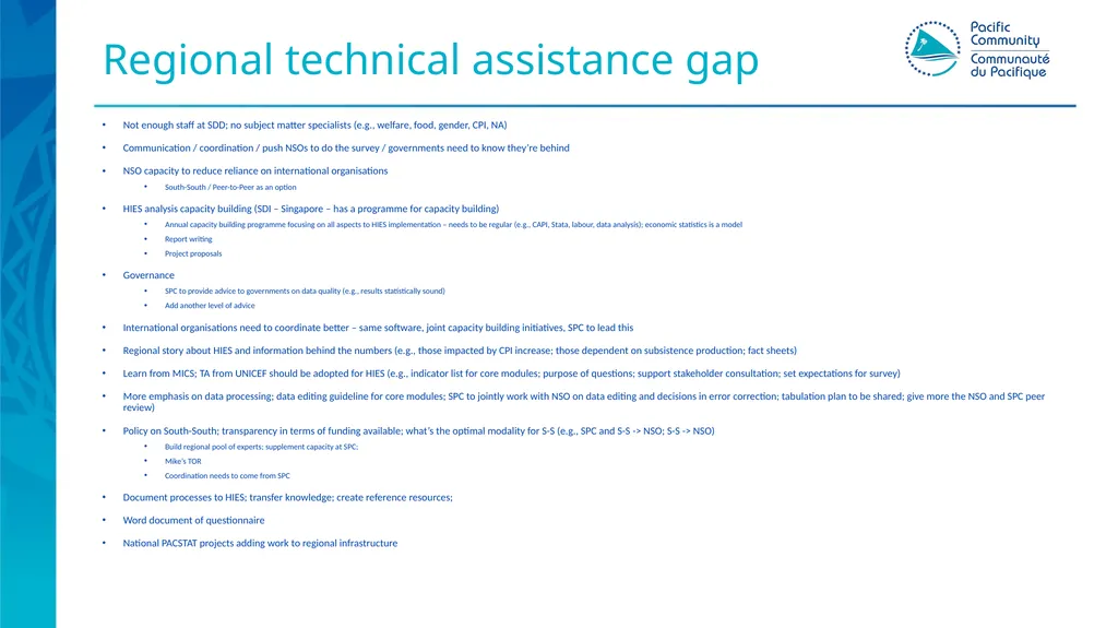 Pacific HIES methods: gap assessment Presenter - slide 6 of 8