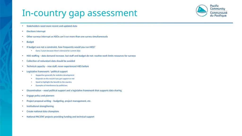 Pacific HIES methods: gap assessment Presenter - slide 5 of 8