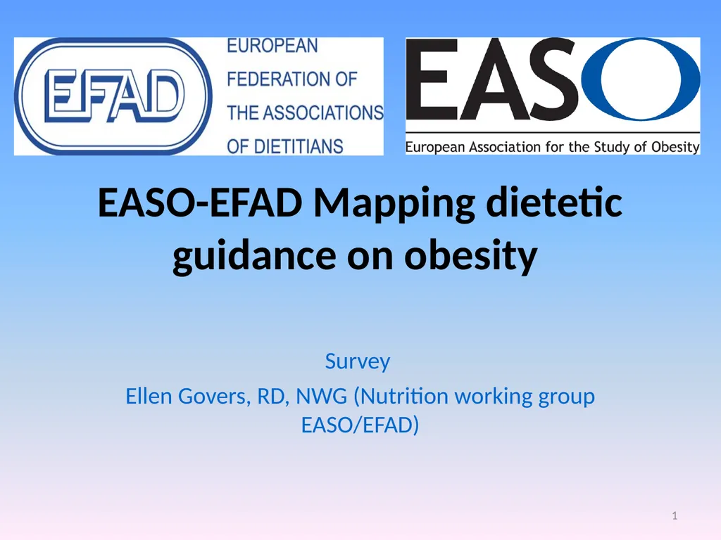 EASO-EFAD Mapping dietetic guidance on obesity