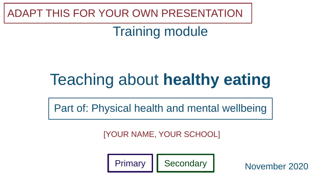 Teaching about healthy eating November 2020 ADAPT