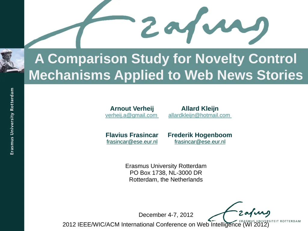 A Comparison Study for Novelty Control Mechanisms - slide 1 of 14