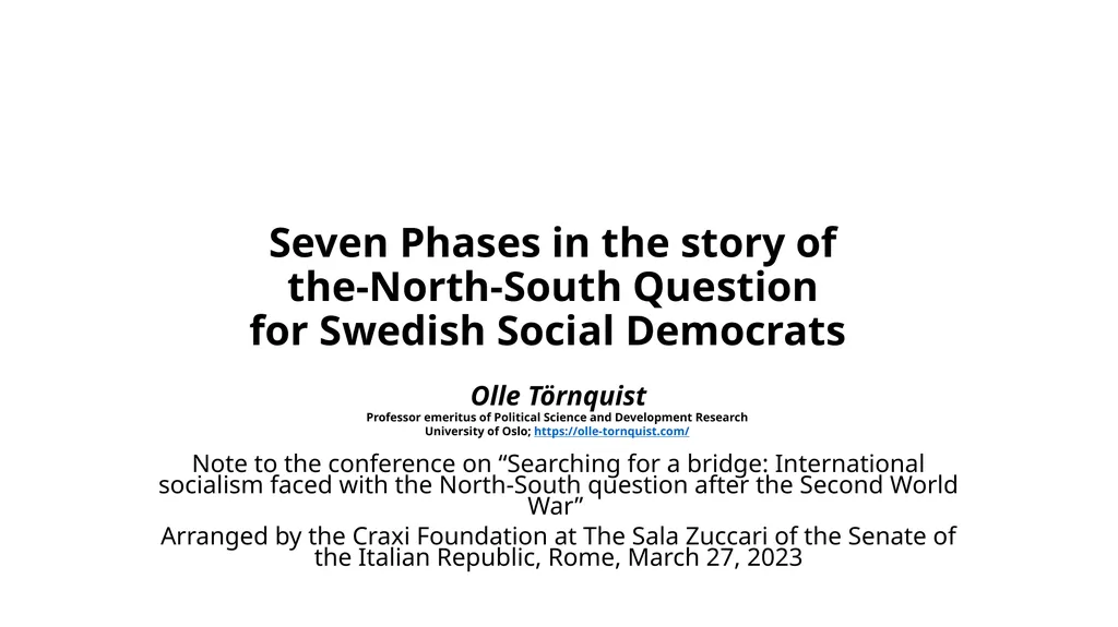 Seven Phases in the story of the-North-South