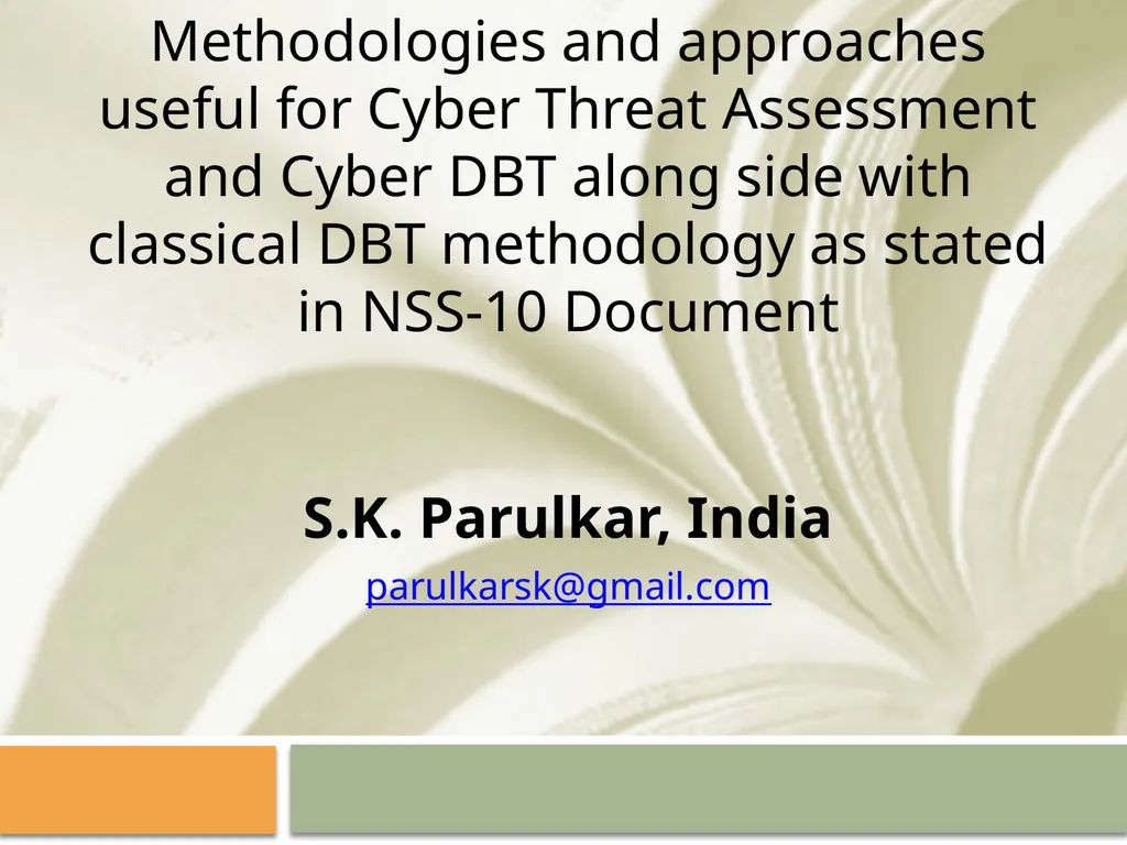 Methodologies and approaches useful for Cyber - slide 1 of 17