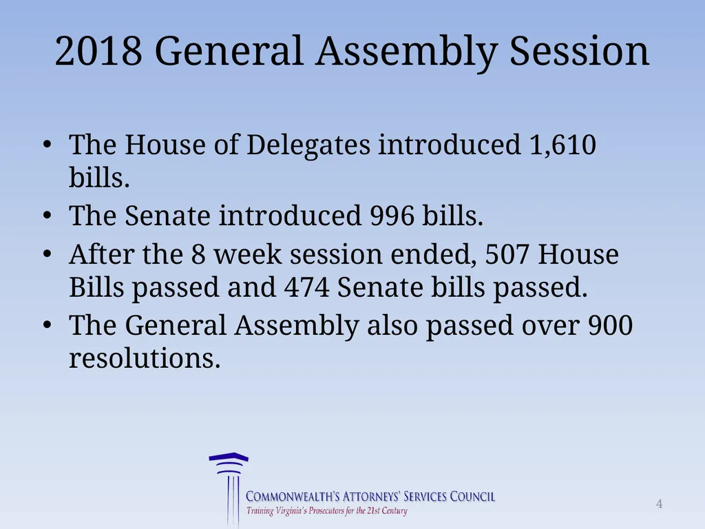 Virginia Legislative Update 2018 for Law - slide 4 of 152