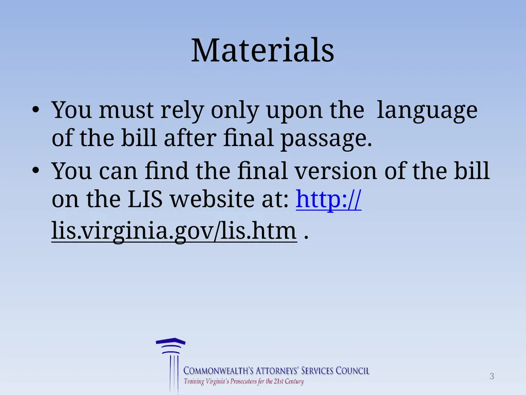 Virginia Legislative Update 2018 for Law - slide 3 of 152