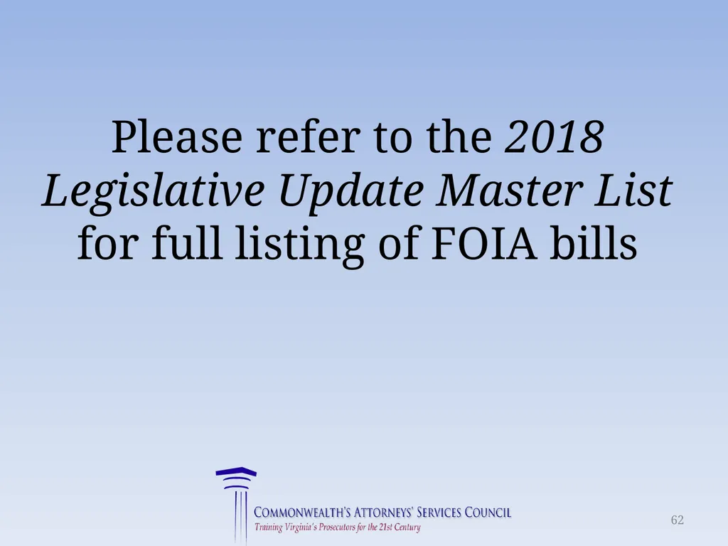 Virginia Legislative Update 2018 for Law - slide 62 of 152