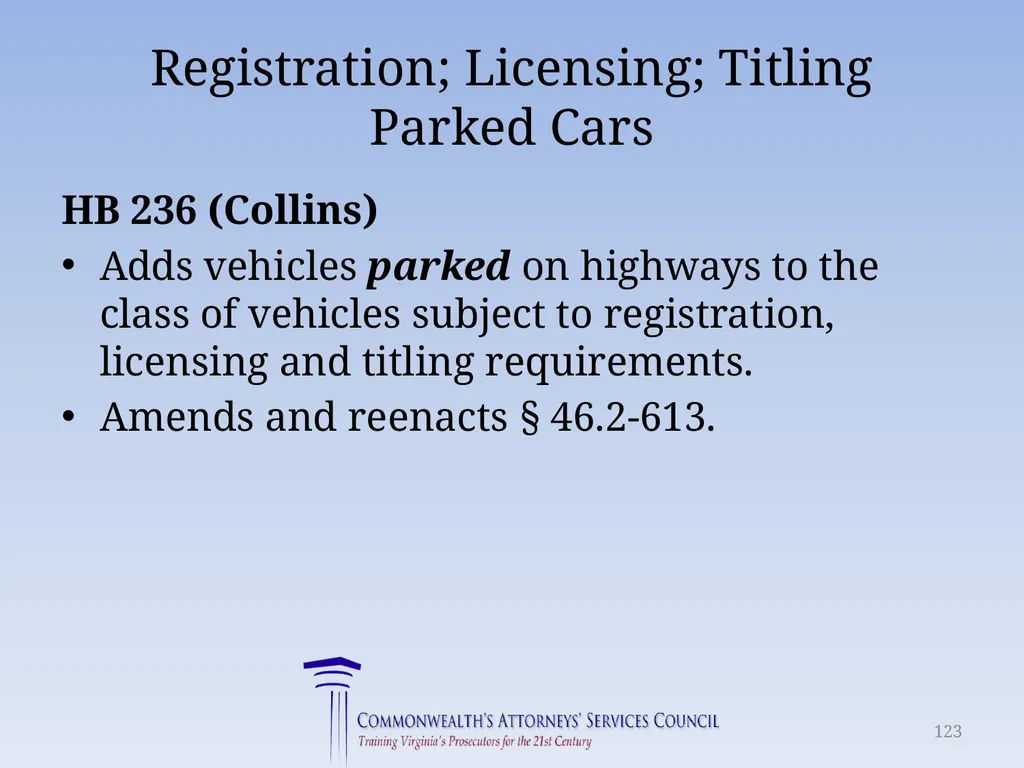 Virginia Legislative Update 2018 for Law - slide 123 of 152