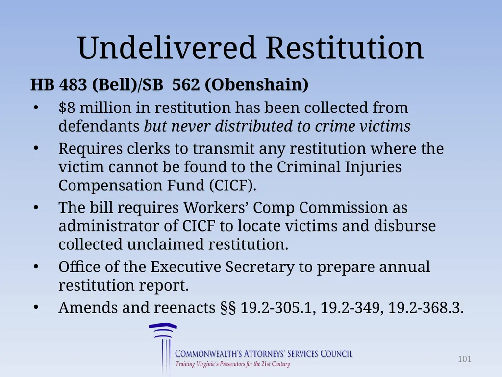 Virginia Legislative Update 2018 for Law - slide 101 of 152