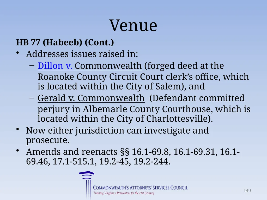 Virginia Legislative Update 2018 for Law - slide 140 of 152