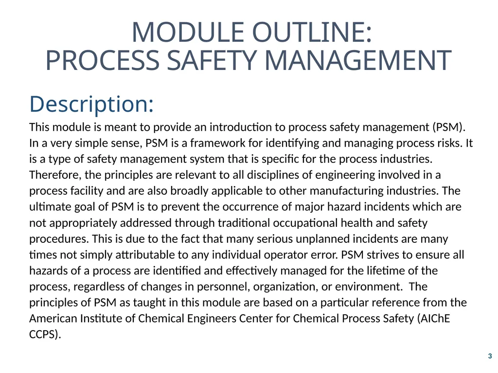 Process Safety Management Valerie Orr Shazad - slide 3 of 34