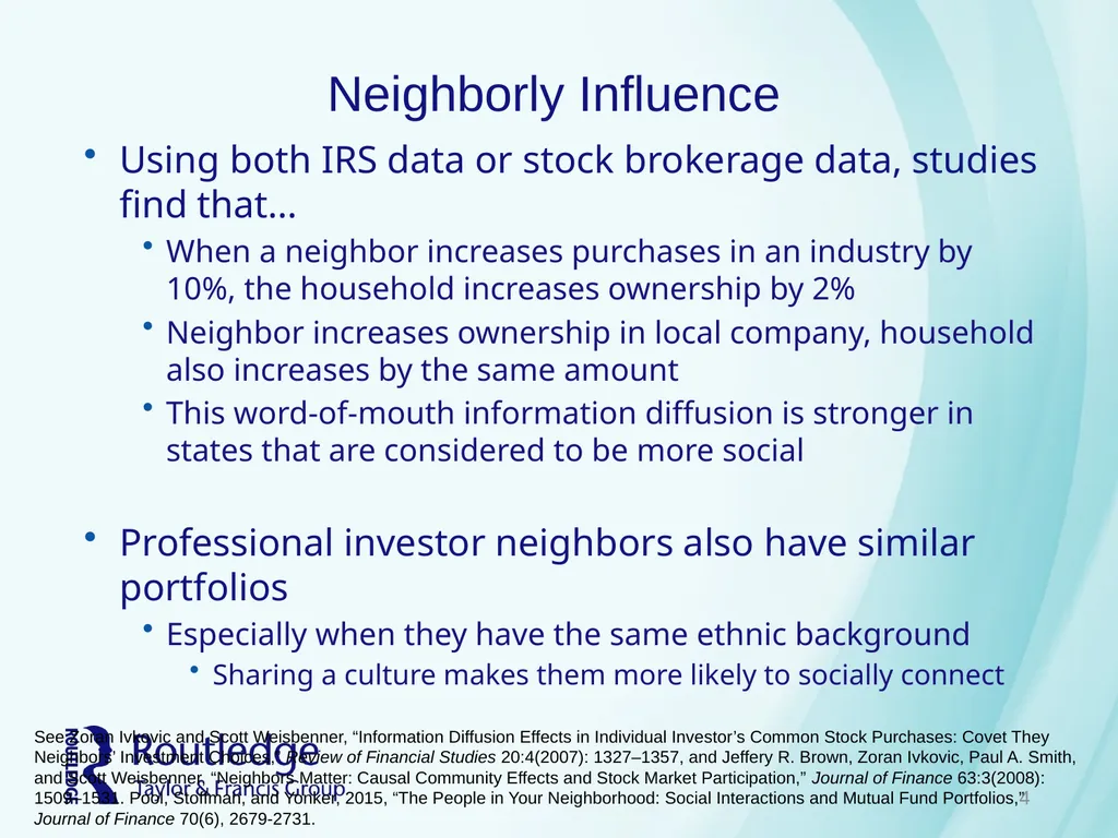 Chapter 9 Social Interaction and Investing - slide 4 of 23