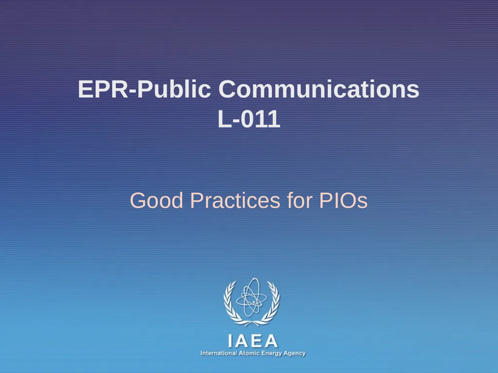 EPR-Public Communications L-011 Good Practices for