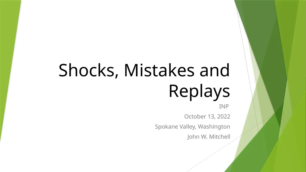 Shocks, Mistakes and Replays INP October 13, 2022