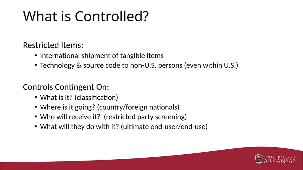 Export Control Considerations March 9, 2016 RAP - slide 6 of 28