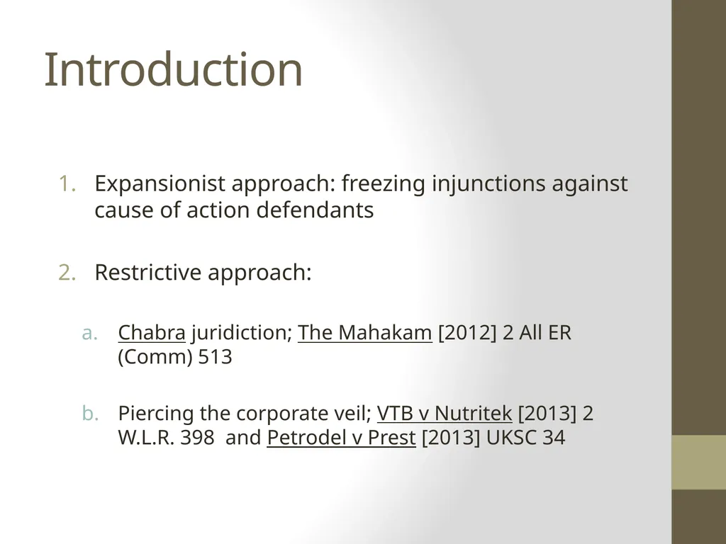 Current thinking on piercing the corporate veil - slide 2 of 20