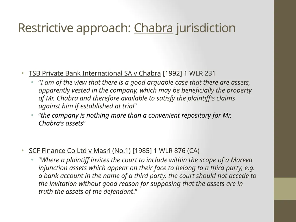 Current thinking on piercing the corporate veil - slide 6 of 20