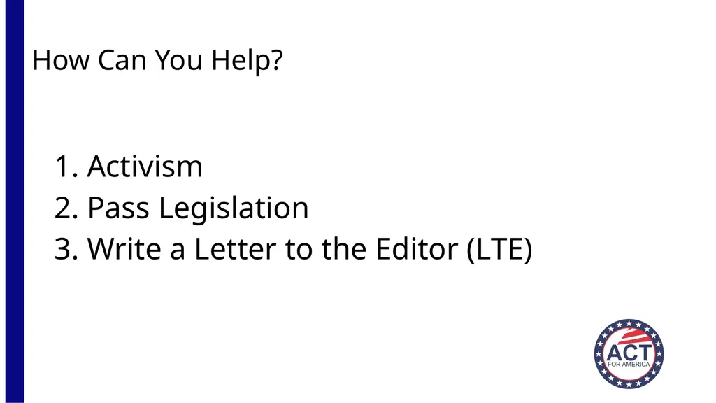Act for America (Insert Chapter Location Here) - slide 9 of 16