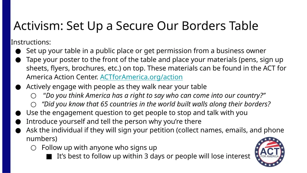 Act for America (Insert Chapter Location Here) - slide 10 of 16