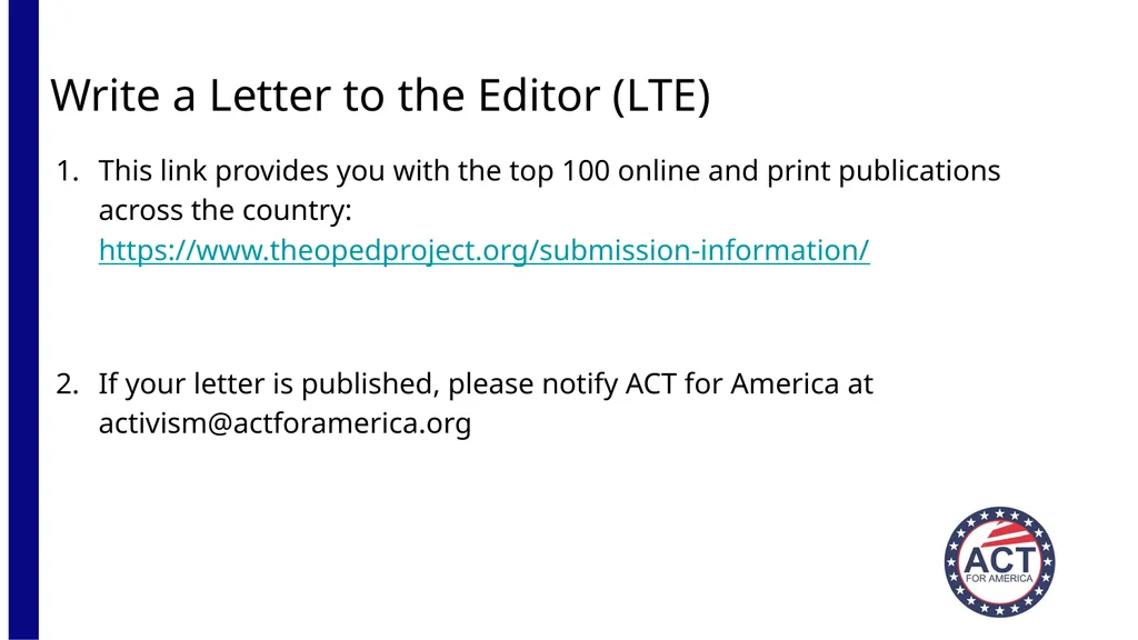 Act for America (Insert Chapter Location Here) - slide 13 of 16