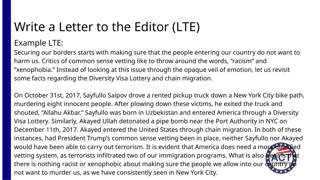 Act for America (Insert Chapter Location Here) - slide 14 of 16