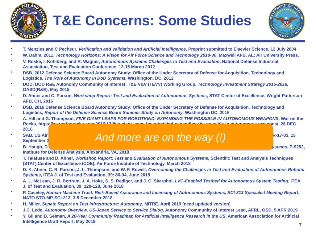 Emerging Technologies: T&E Issues and - slide 7 of 14