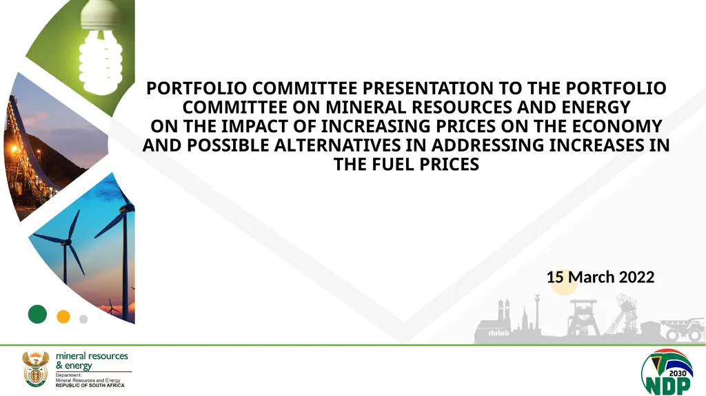 15 March 2022 PORTFOLIO COMMITTEE PRESENTATION TO - slide 2 of 13