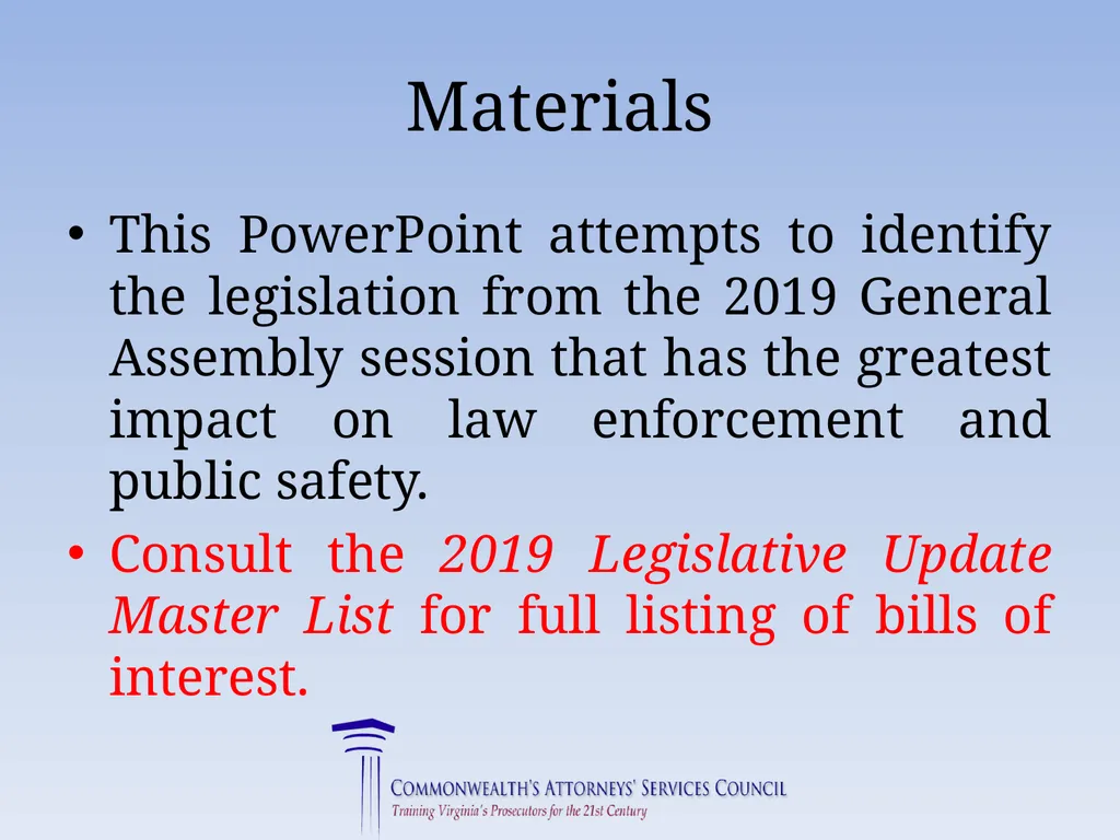 Virginia Legislative Update 2019 for Law - slide 2 of 137