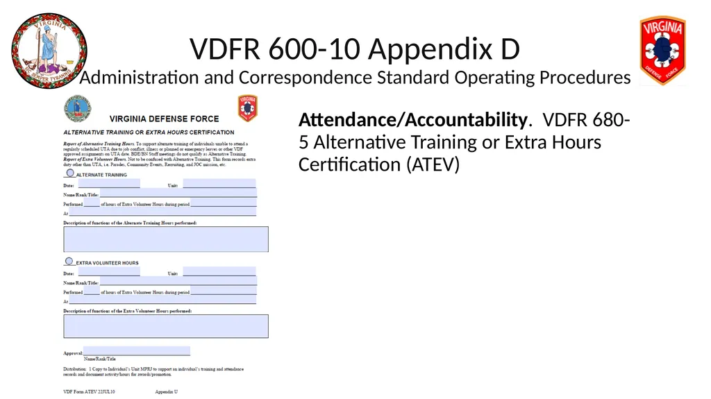VIRGINIA DEFENSE FORCE Administration, Personnel - slide 29 of 116