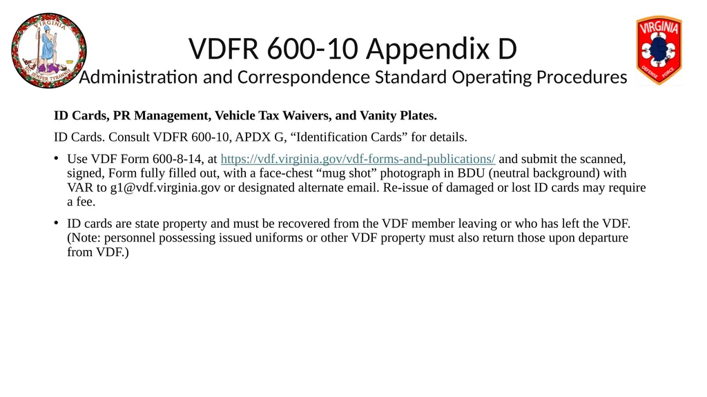 VIRGINIA DEFENSE FORCE Administration, Personnel - slide 34 of 116