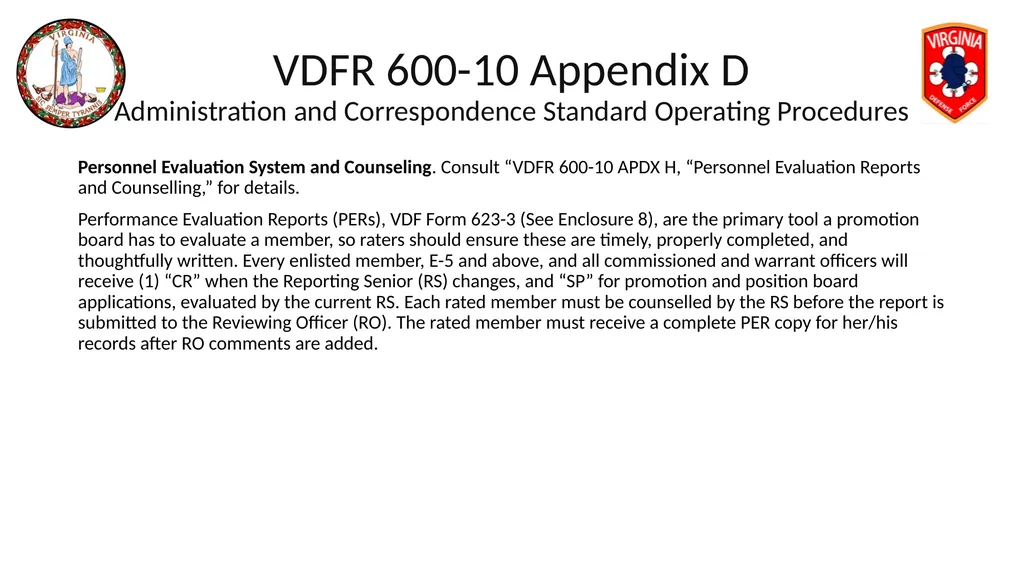 VIRGINIA DEFENSE FORCE Administration, Personnel - slide 38 of 116