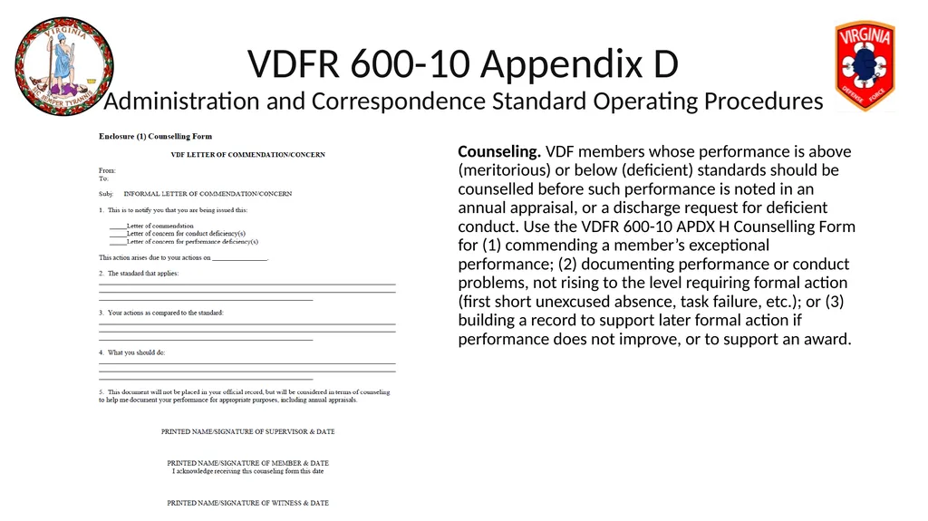 VIRGINIA DEFENSE FORCE Administration, Personnel - slide 41 of 116