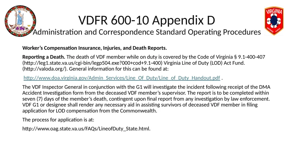 VIRGINIA DEFENSE FORCE Administration, Personnel - slide 45 of 116