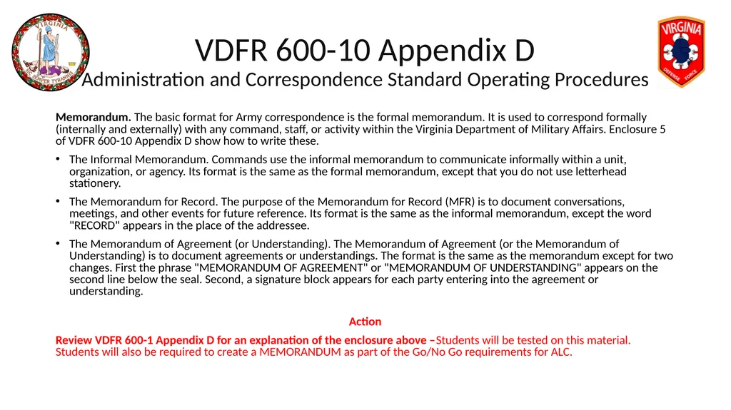 VIRGINIA DEFENSE FORCE Administration, Personnel - slide 48 of 116