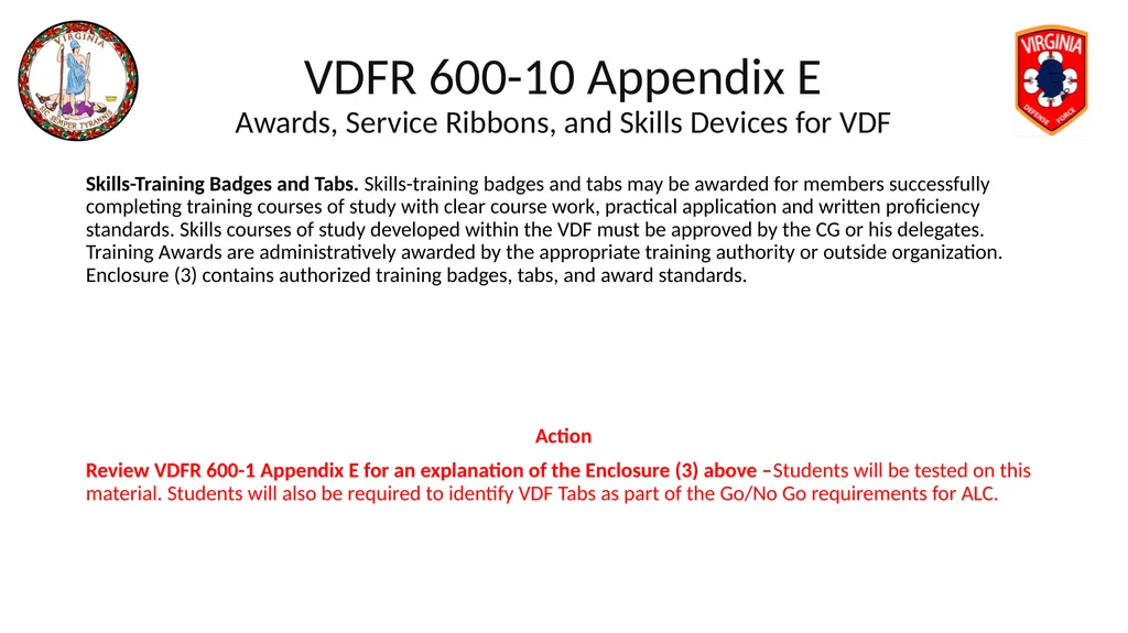 VIRGINIA DEFENSE FORCE Administration, Personnel - slide 55 of 116