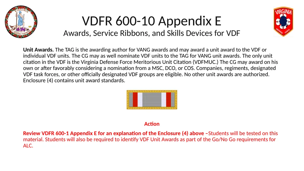 VIRGINIA DEFENSE FORCE Administration, Personnel - slide 56 of 116